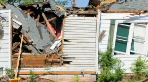 destroyed house side